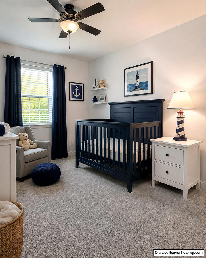 Lighthouse Table Lamp - 25 Nautical Nursery Ideas for a Coastal Vibe