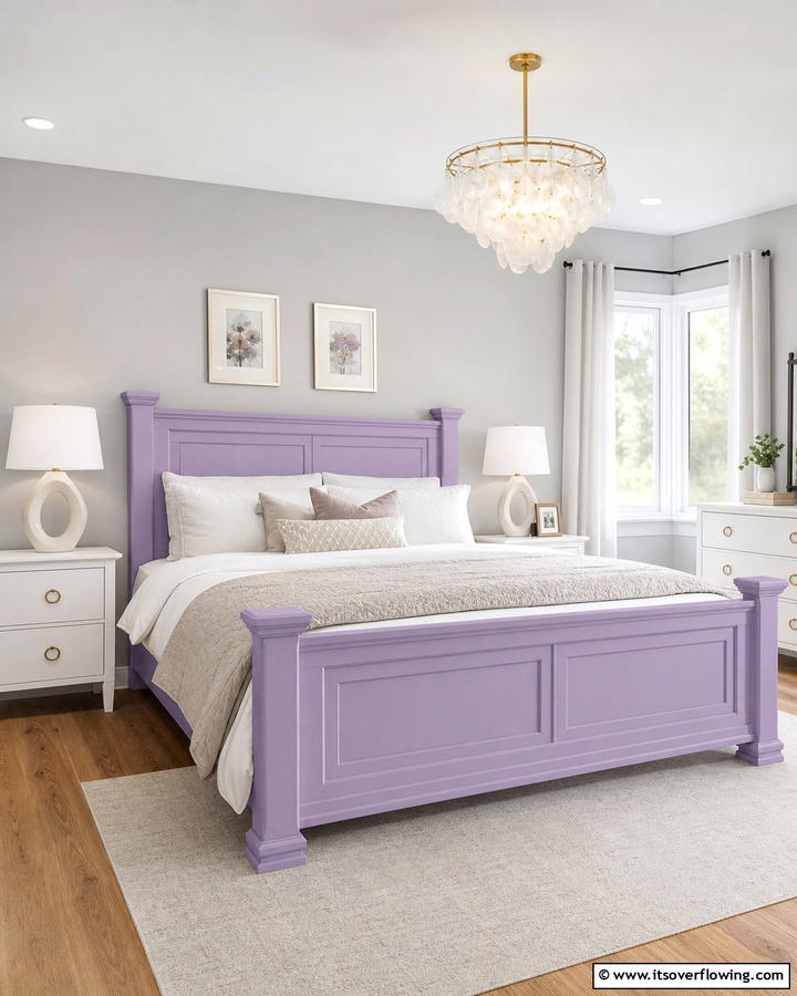 Lilac Bed Frame for a Statement Look - 20 Lilac Bedroom Ideas for a Serene and Calming Space