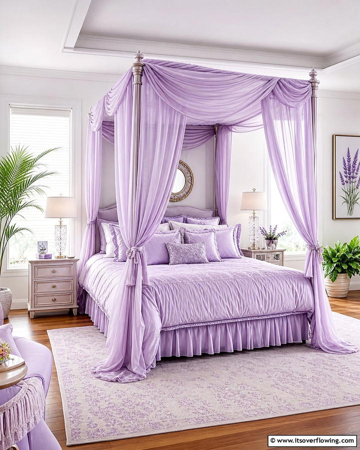 Lilac Canopy Bed for Elegance - 20 Lilac Bedroom Ideas for a Serene and Calming Space