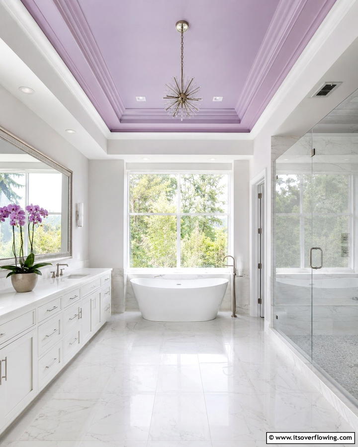 Lilac Ceiling Detail - 25 Purple Bathroom Ideas for a Bold and Beautiful Space