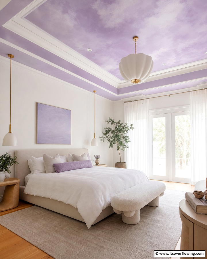 Lilac Ceiling for a Unique Touch - 20 Lilac Bedroom Ideas for a Serene and Calming Space