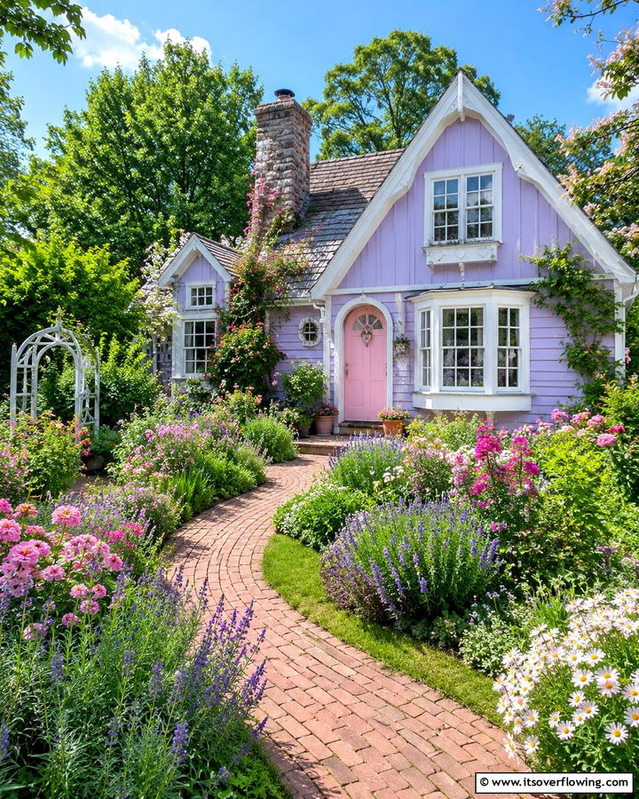 Lilac Cottage Charm - 25 Purple House Exterior Ideas for a Unique Curb Appeal