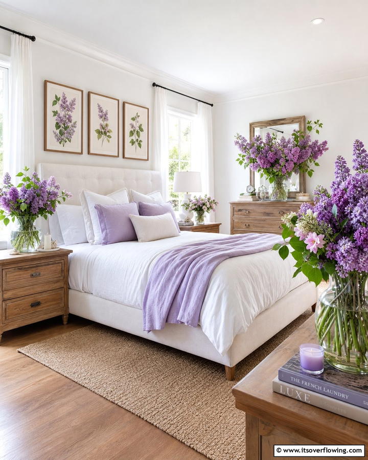 Lilac Floral Arrangements - 20 Lilac Bedroom Ideas for a Serene and Calming Space