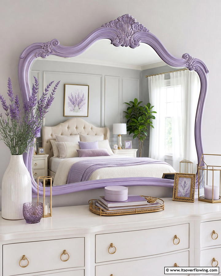 Lilac Mirror Frame - 20 Lilac Bedroom Ideas for a Serene and Calming Space