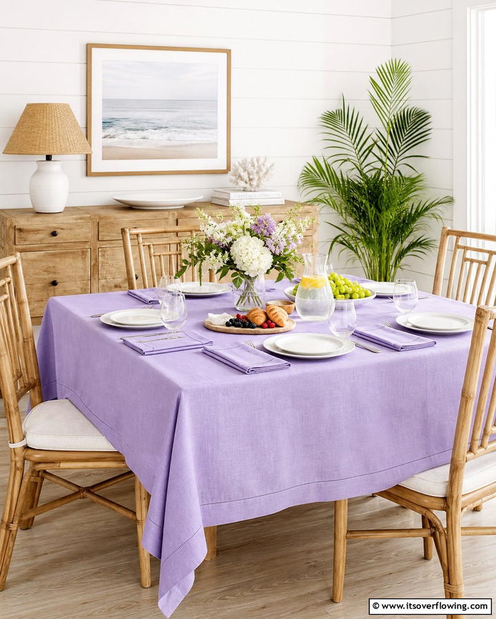 Lilac Table Linens - 25 Purple Dining Room Ideas for a Luxurious Ambiance