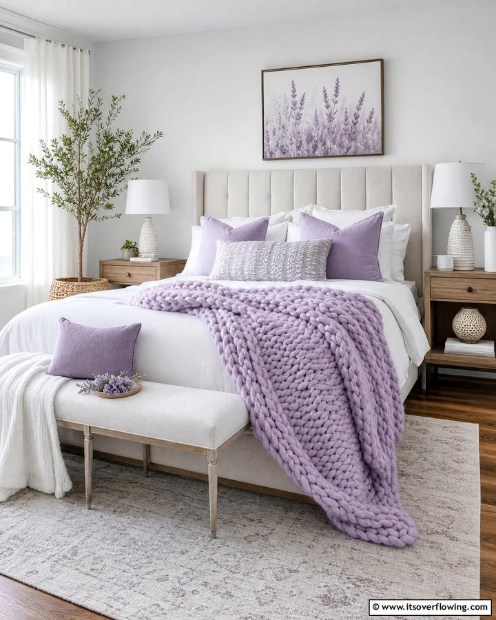 Lilac Throw Blanket for Cozy Vibes - 20 Lilac Bedroom Ideas for a Serene and Calming Space