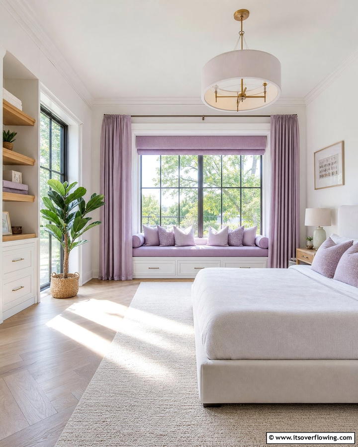 Lilac Window Seat - 20 Lilac Bedroom Ideas for a Serene and Calming Space