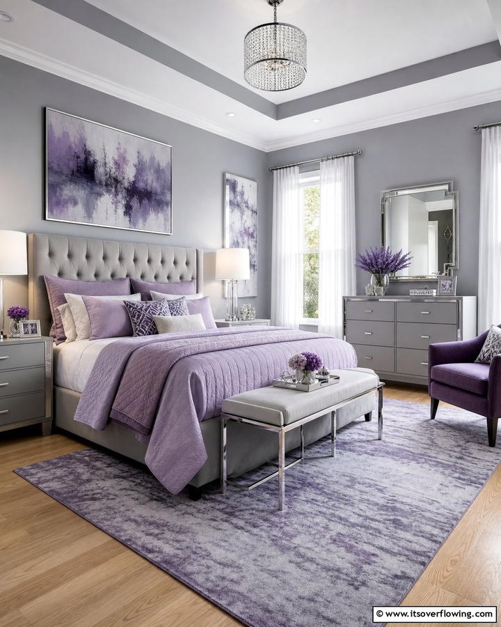 Lilac and Gray Combination - 20 Lilac Bedroom Ideas for a Serene and Calming Space