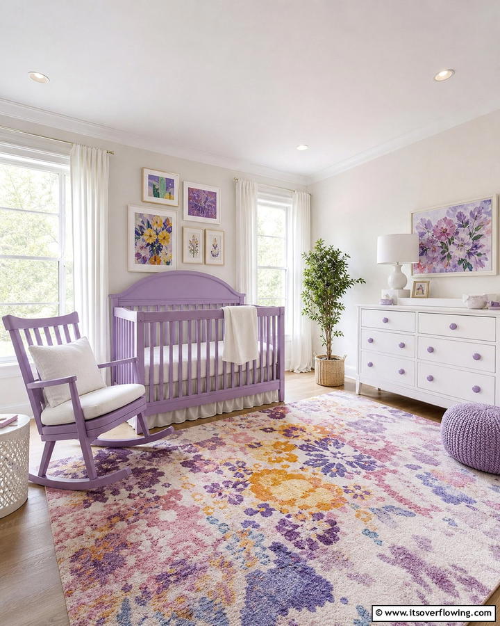 Lilac and White Furniture for a Chic Look - 20 Purple Nursery Ideas for a Dreamy Baby Room