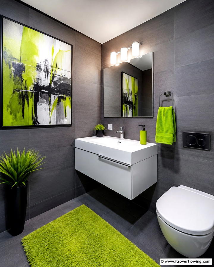 Lime Green Accents - 25 Green Powder Room Ideas for a Fresh Look
