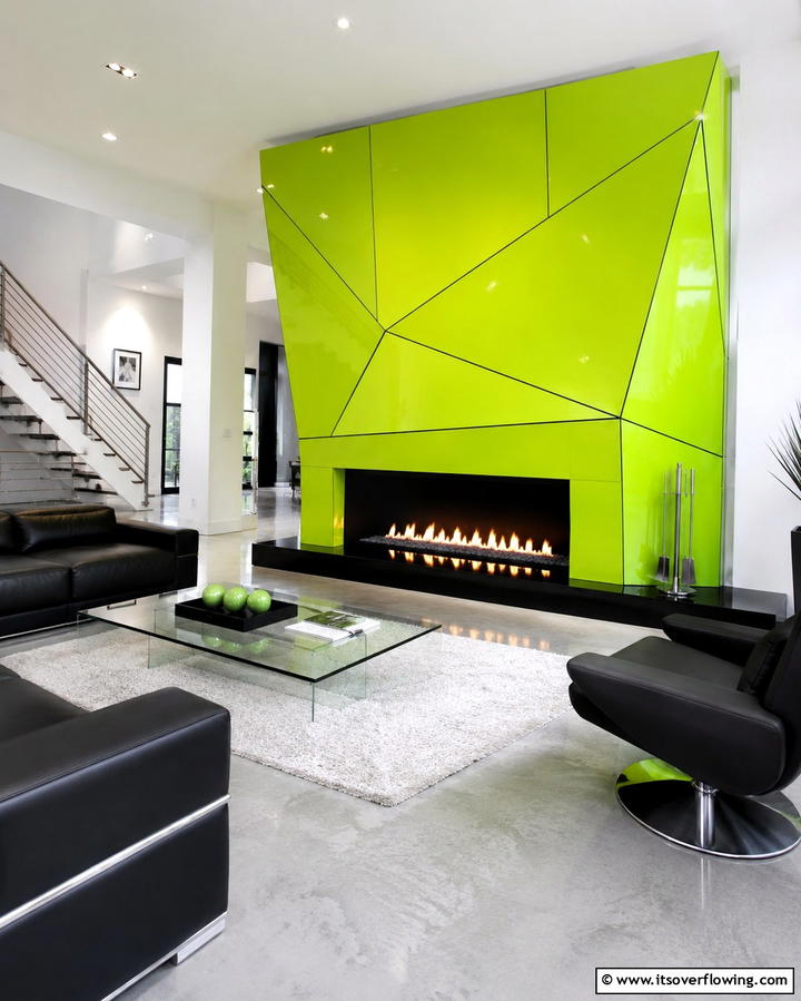 Lime Green Modern Design - 25 Green Fireplace Ideas for a Cozy and Eco-Friendly Home