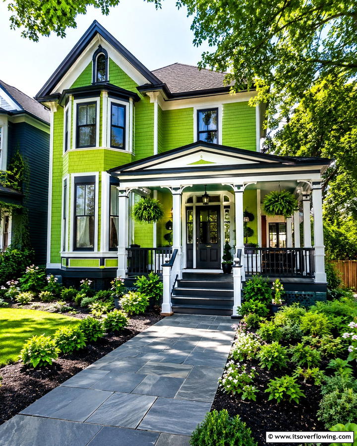 Lime Green Vibrancy - 25 Green Victorian House Colors for Historic Charm