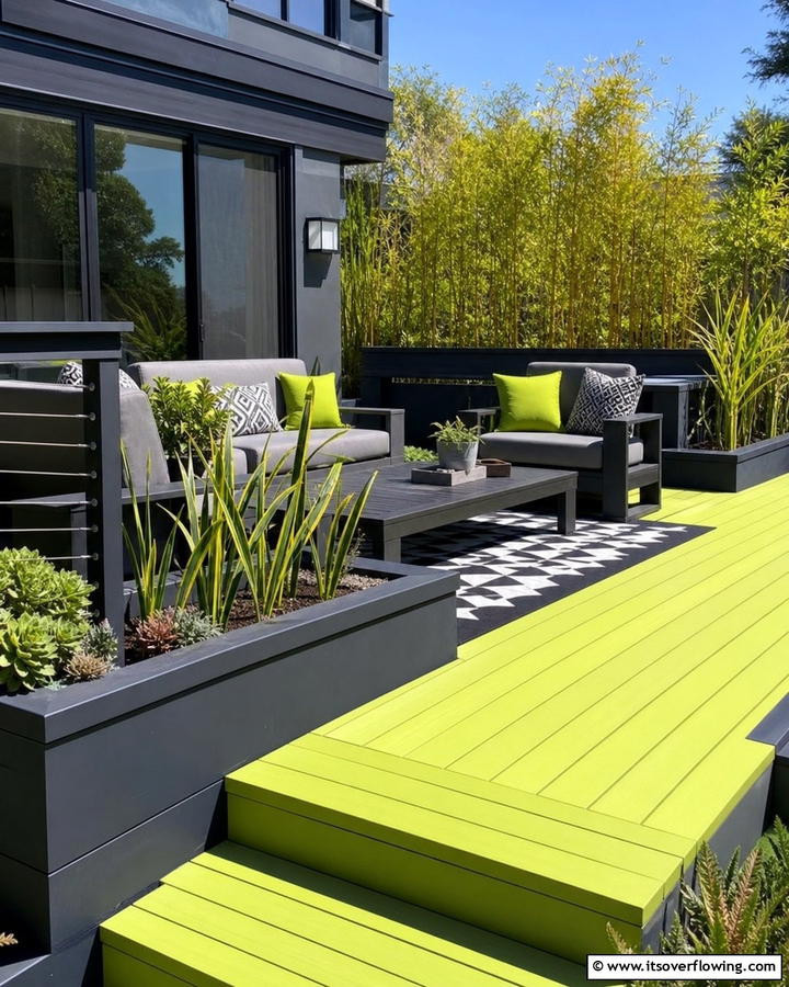Lime and Charcoal Edge - 30 Two-Tone Deck Color Schemes for Dynamic Outdoor Spaces