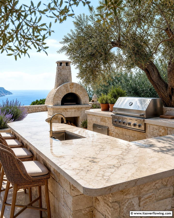 Limestone Countertops - 25 Types of Outdoor Kitchen Countertops for Durability