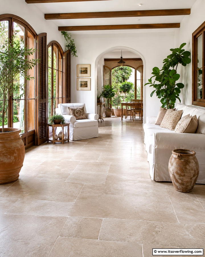 Limestone Tiles - 20 Sunroom Tile Floor Ideas for Durable and Stylish Floors