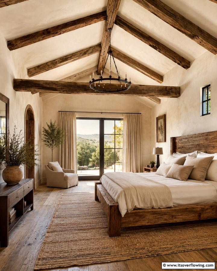 Limewash with Exposed Wooden Beams - 25 Limewash Bedroom Ideas for a Serene Retreat