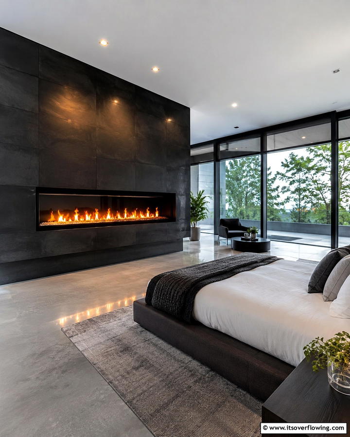 Linear Fireplace - 30 Bedroom Fireplace Ideas for Cozy Warmth & Ambiance