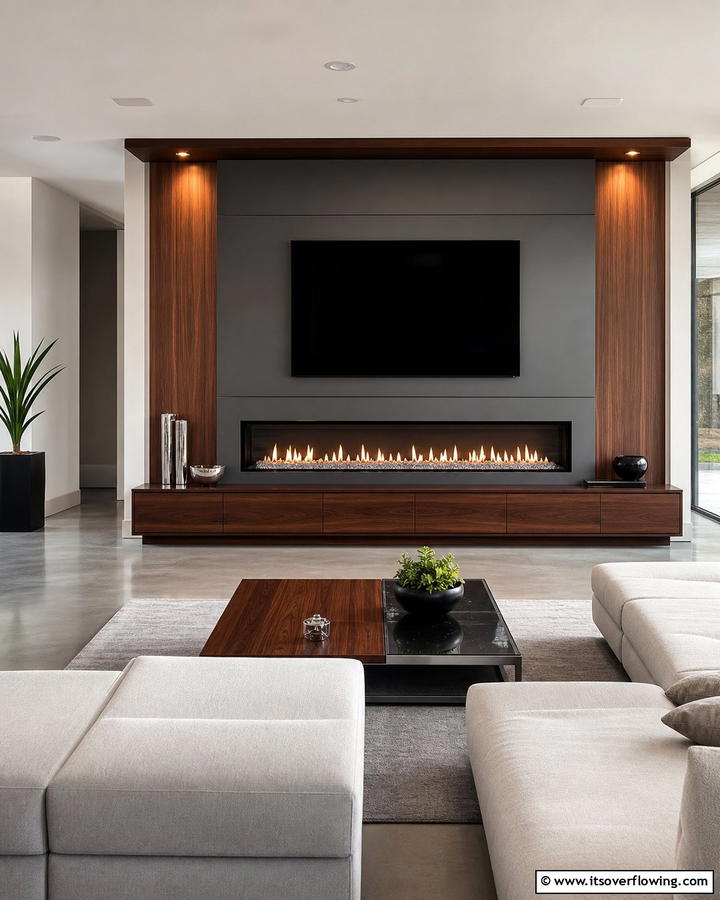 Linear Fireplaces - 20 Mid-century Modern Fireplace Ideas for a Retro Look