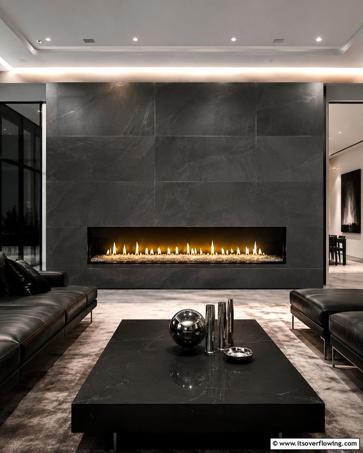 Linear Gas Fireplace - 25 Cozy Living Room Fireplace Ideas for Warmth