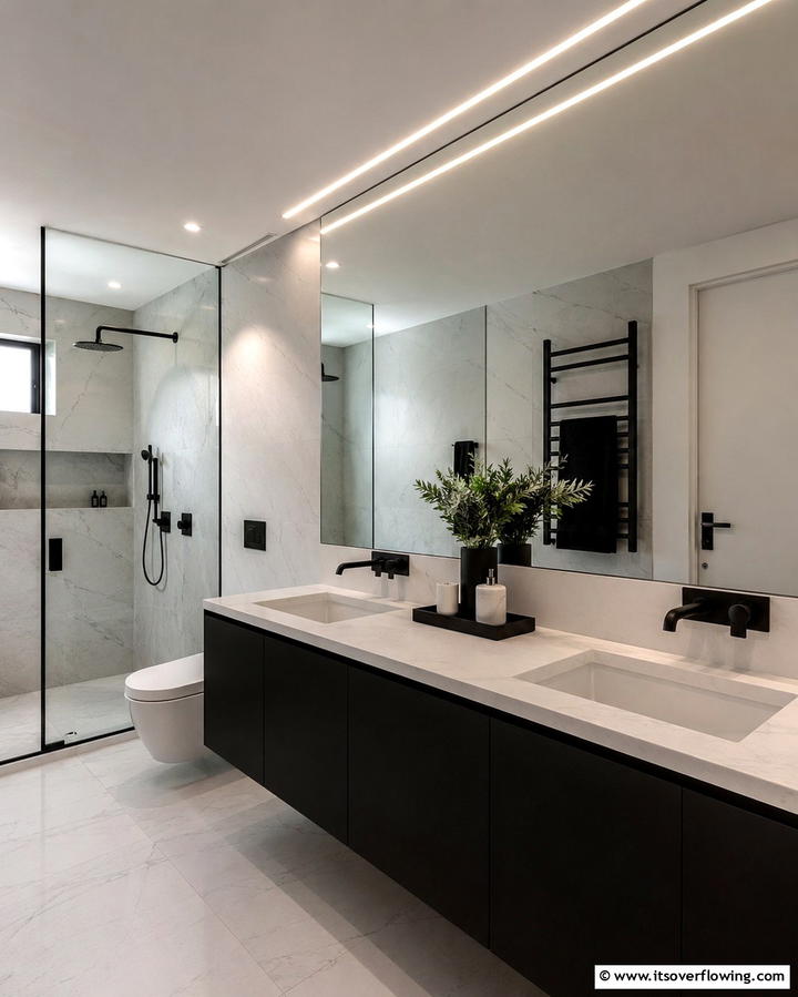 Linear Light Fixtures for Modern Minimalism - 25 Bathroom Ceiling Lighting Ideas to Brighten Your Space