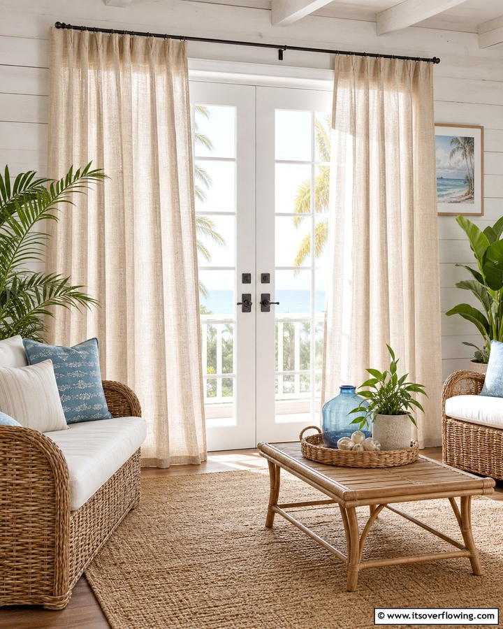 Linen Curtains for a Relaxed Look - 20 French Door Curtain Ideas to Elevate Your Home Decor