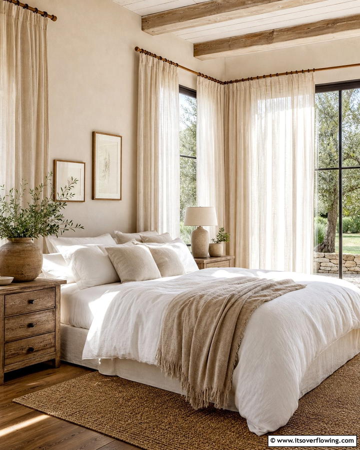 Linen Curtains - 25 Country Bedroom Ideas- Cozy & Rustic Designs