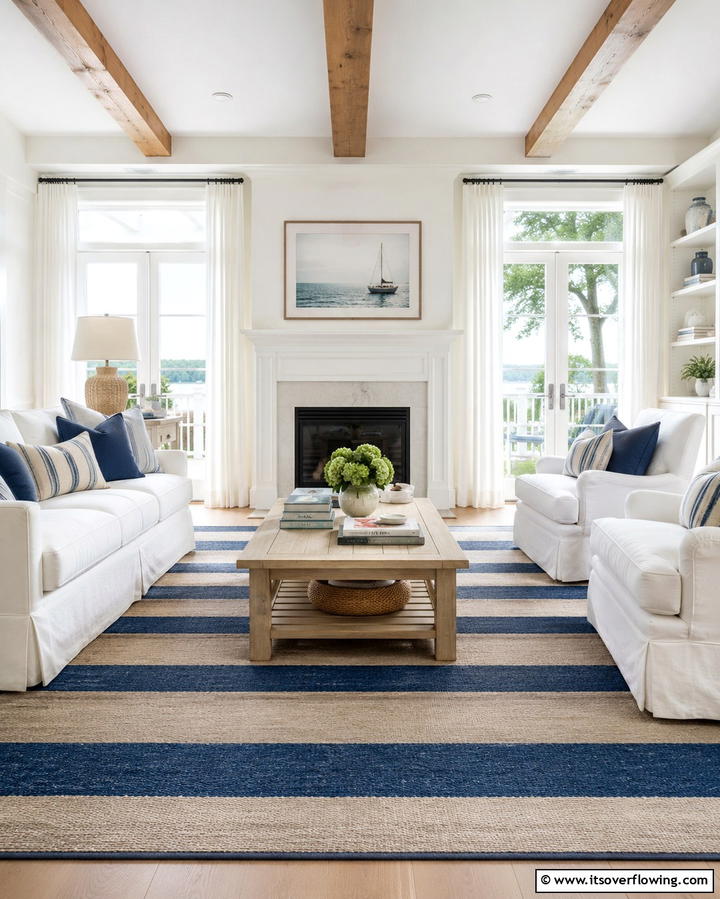 Linen Upholstered Furniture - 30 Hamptons Living Room Ideas for Coastal-Inspired Elegance
