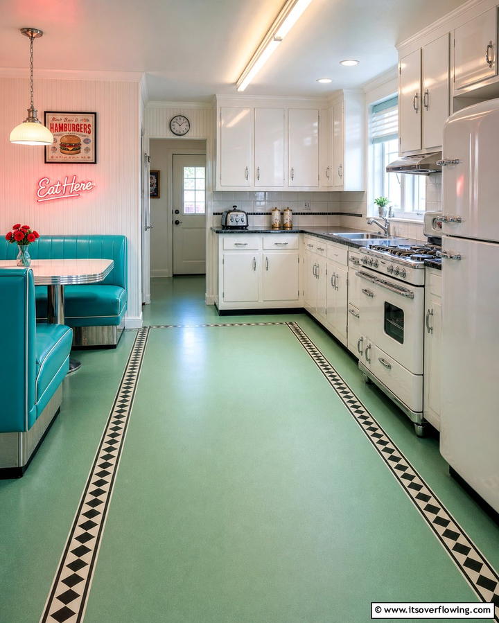 Linoleum for Retro Appeal and Eco Friendliness - 25 Kitchen Flooring Ideas for Durability and Style