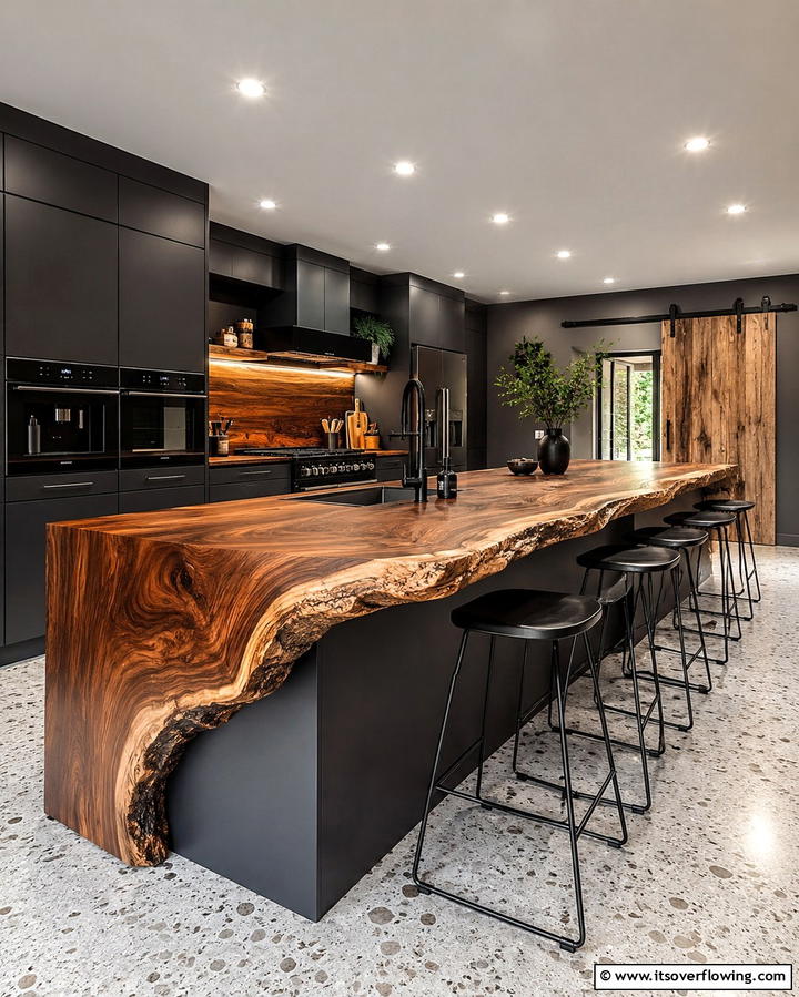 Live Edge Countertop - 25 Rustic Kitchen Island Ideas for a Cozy Cooking Space
