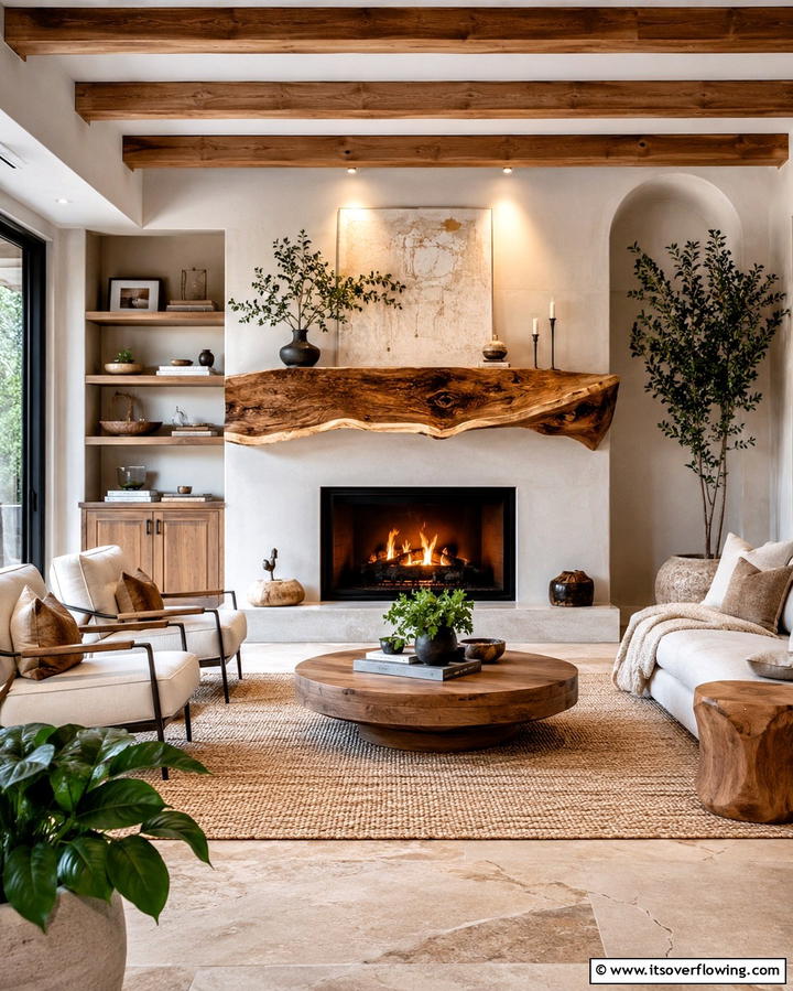 Live Edge Mantel - 20 Wood Mantel Ideas for a Cozy and Stylish Fireplace