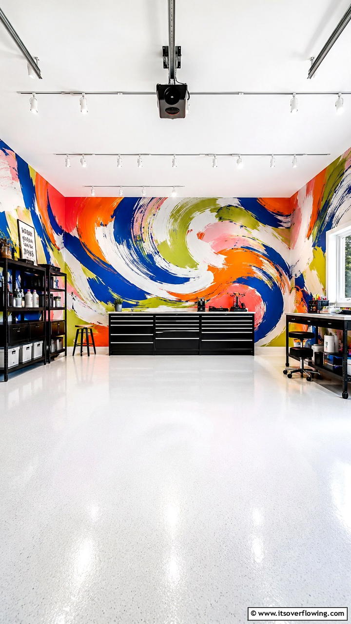 Lively Abstract Patterns - 30 Creative Garage Wall Paint Ideas for a Fresh Look