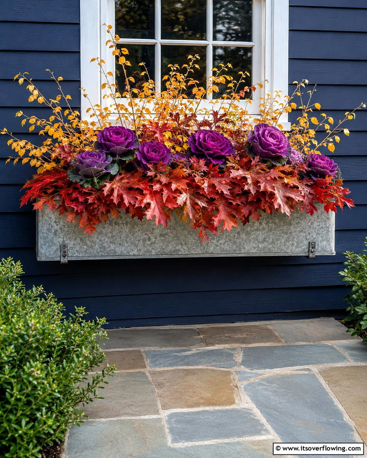 Lively Leaf Layers - 30 Fall Window Box Ideas for Autumn-Inspired Floral Displays