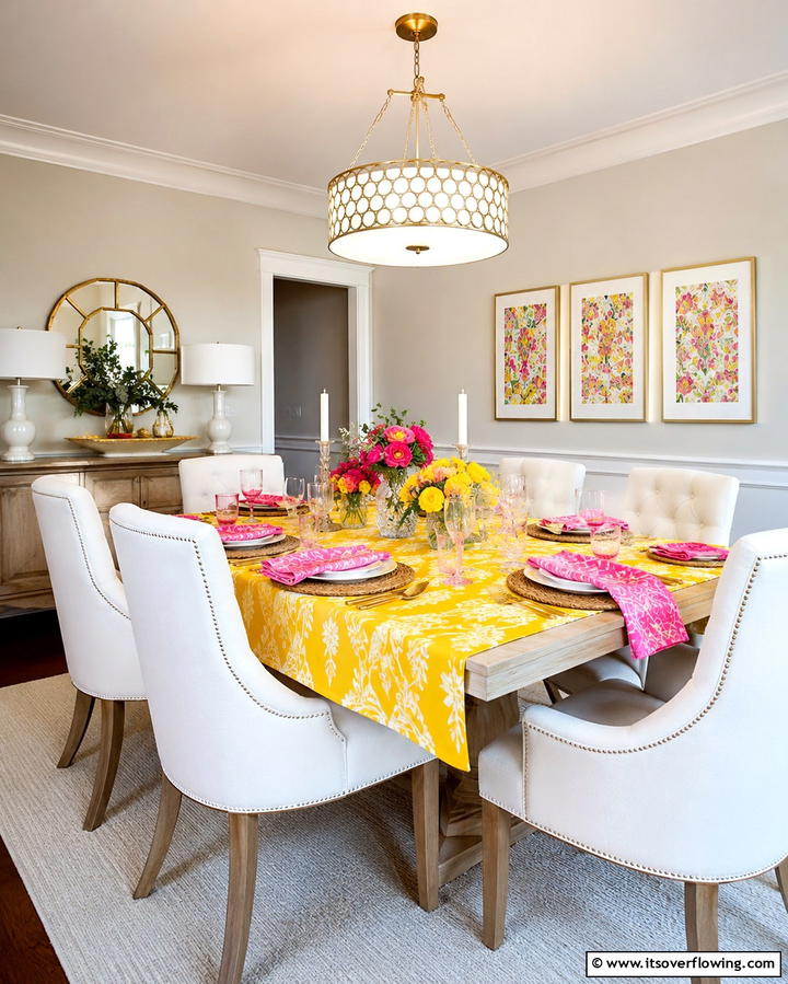 Lively Table Settings - 30 Yellow and Pink Decor Ideas- Vibrant Home Accents