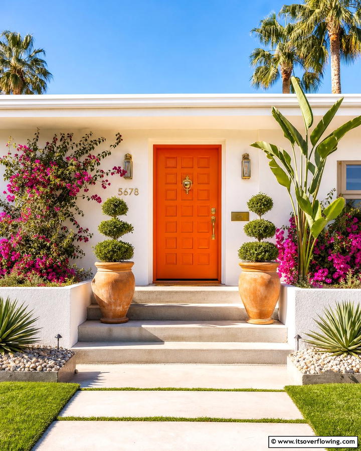 Lively Tangerine - 30 Retro Mid-Century Front Door Colors to Boost Curb Appeal