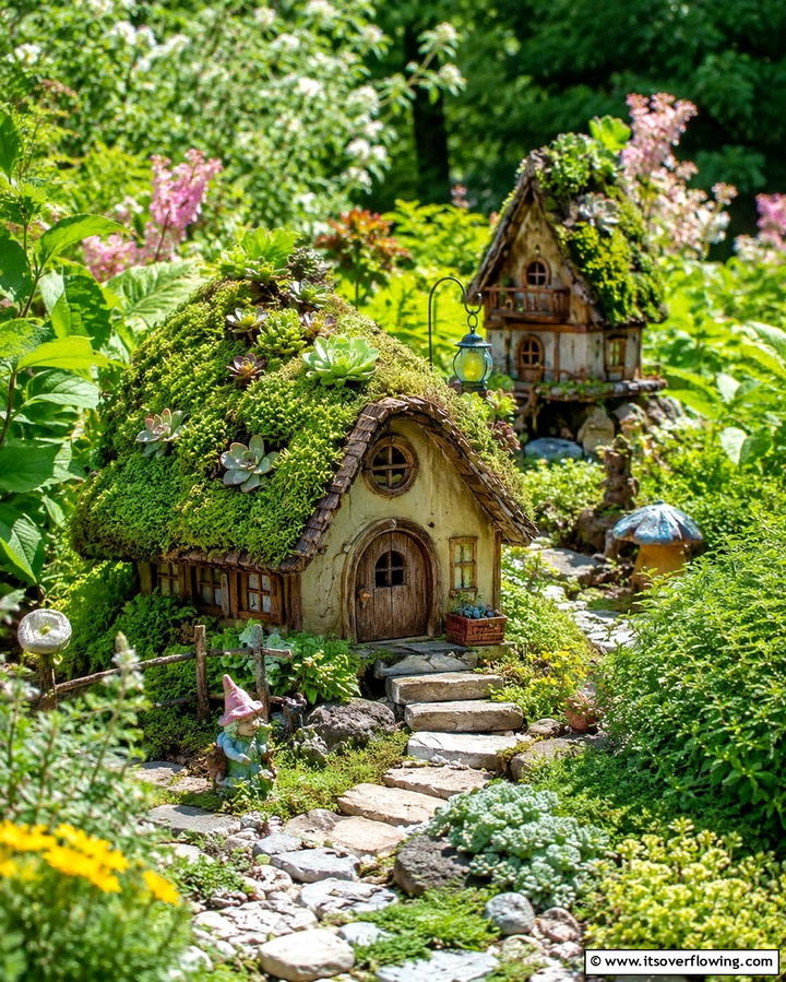 Living Roof Fairy Houses - 25 Fairy Garden Ideas to Create a Magical Outdoor Space