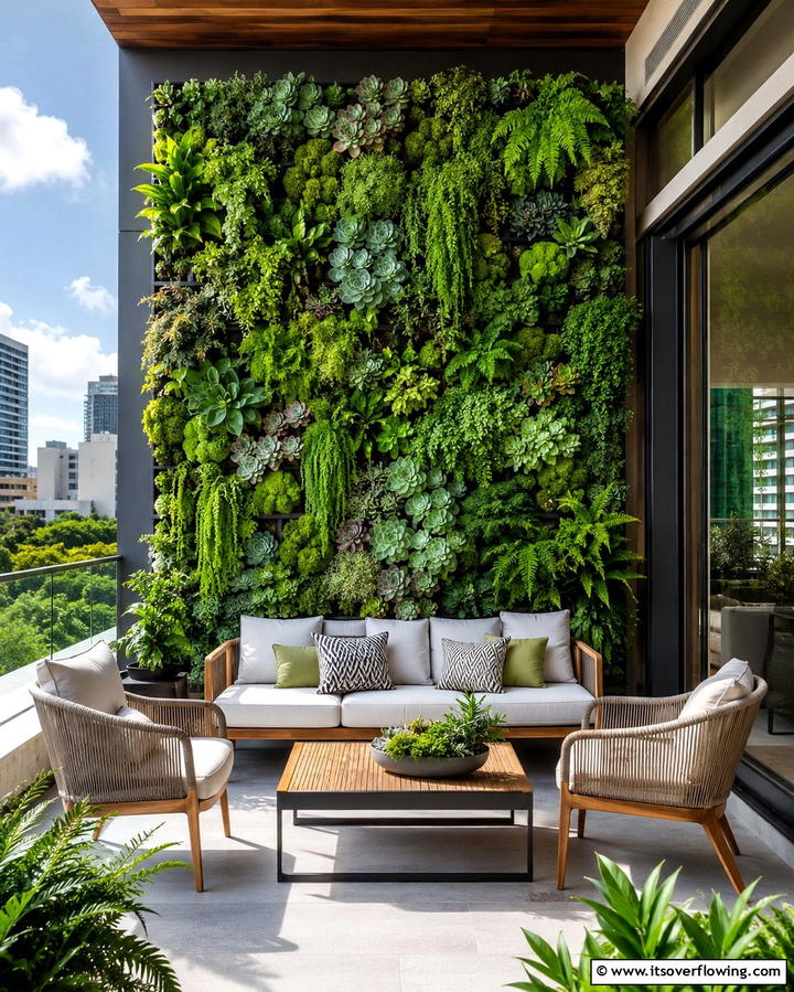 Living Wall Installations - 30 Balcony Privacy Ideas for Secluded Outdoor Spaces