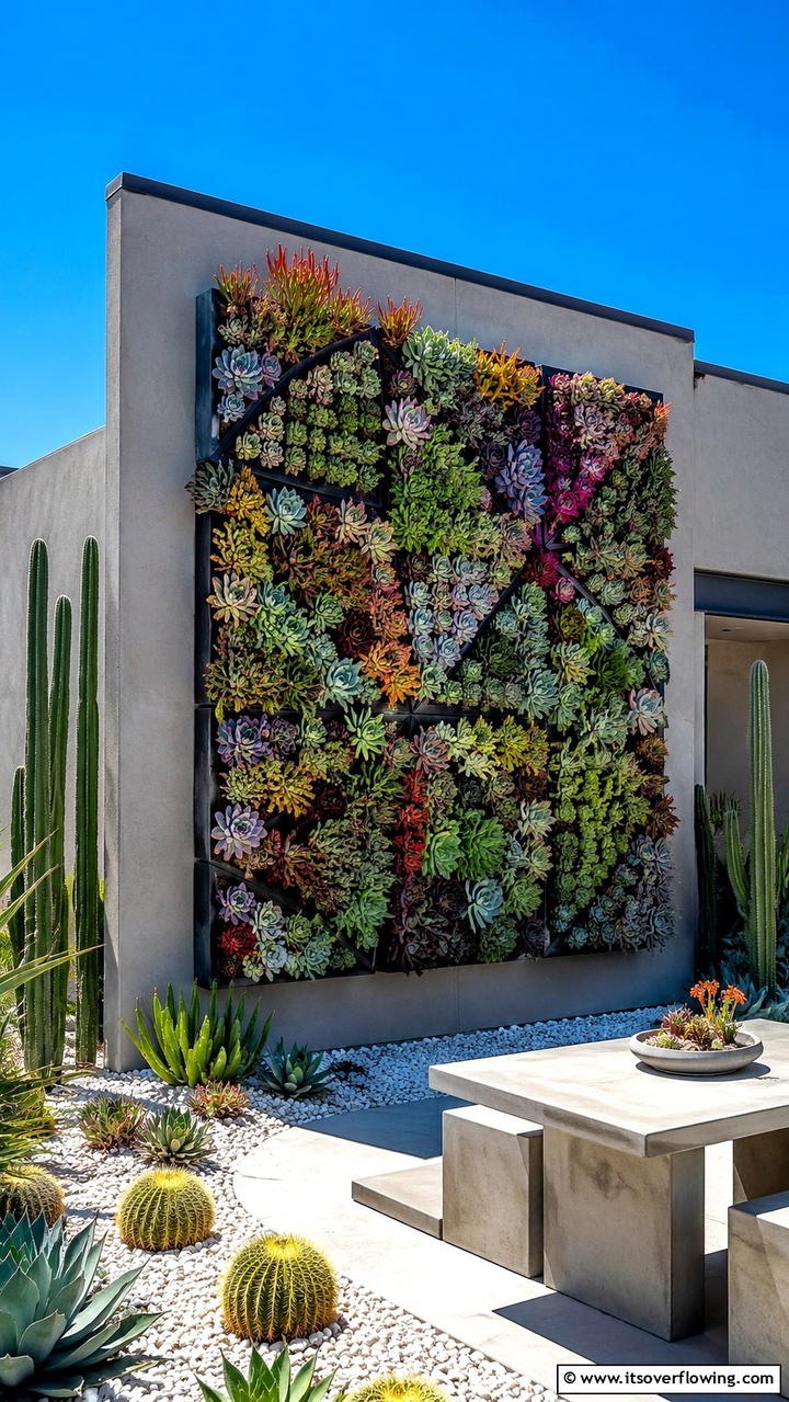 Living Wall with Succulents - 30 Garden Wall Ideas for Vertical Planting and Privacy Screens