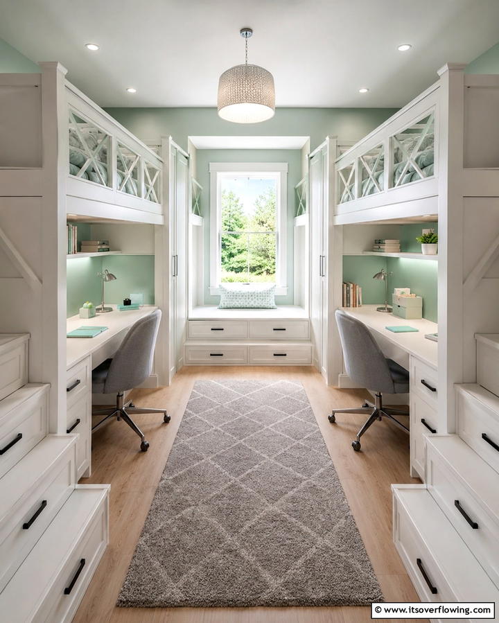 Loft Beds with Study Nooks - 25 Shared Bedroom Ideas for Small Rooms to Maximize Space