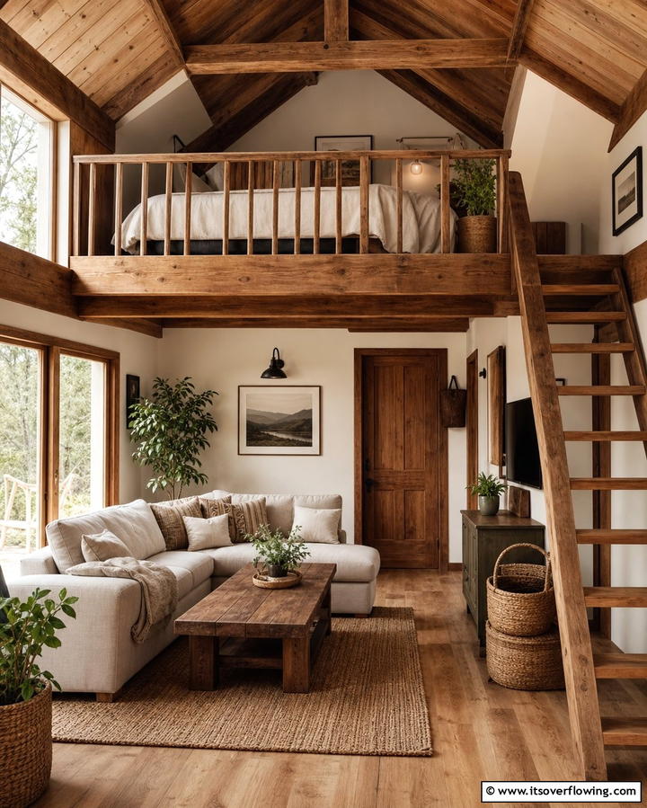 Lofted Sleeping AreaExact - 25 One Room Cabin Interior Design Ideas for a Cozy Retreat