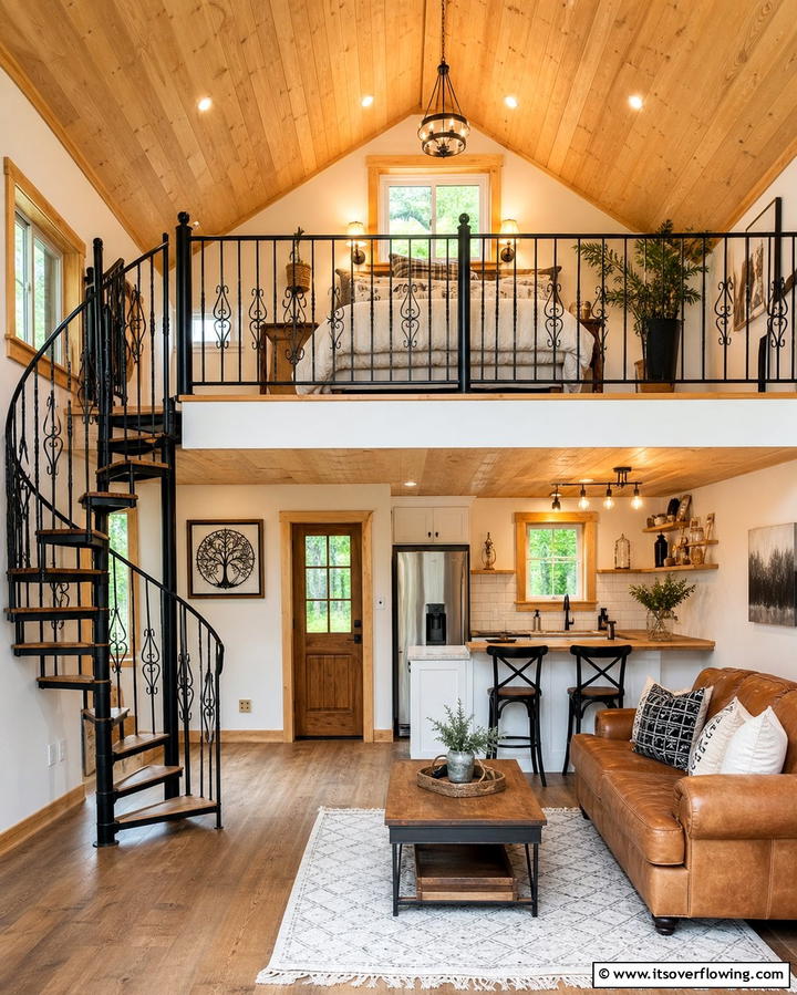 Lofted Sleeping AreaOne - 25 One Room Cabin Interior Design Ideas for a Cozy Retreat