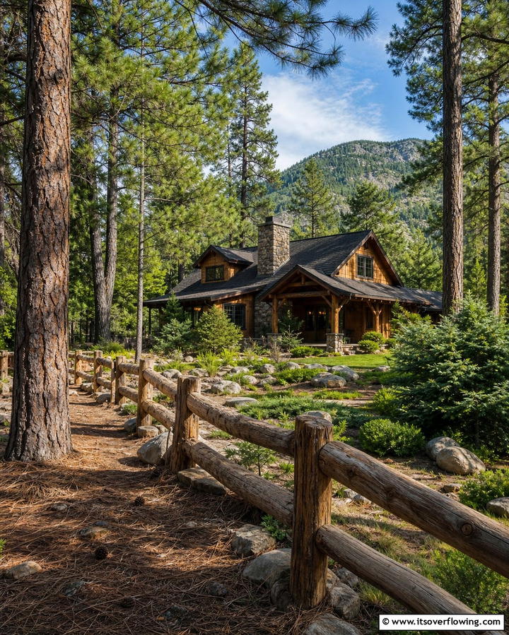 Log Fence - 25 Wood Fence Ideas to Enhance Your Outdoor Space