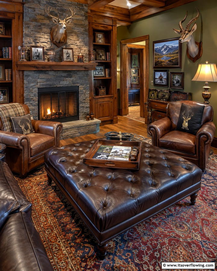 Log Furniture for Authentic Rustic Appeal - 25 Unique Hunting Man Cave Ideas for Your Space