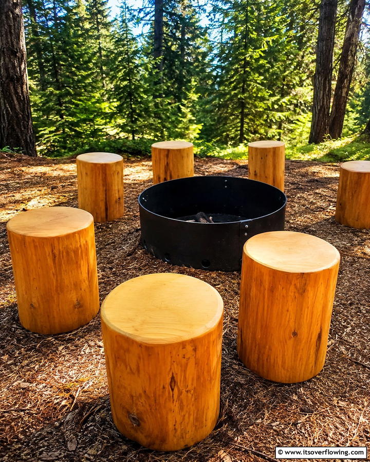 Log Stools - 25 Fire Pit Seating Ideas to Enhance Your Outdoor Space