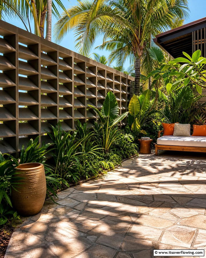 Louvered Concrete Block Fence - 20 Concrete Block Fence Ideas for a Sturdy and Stylish Barrier