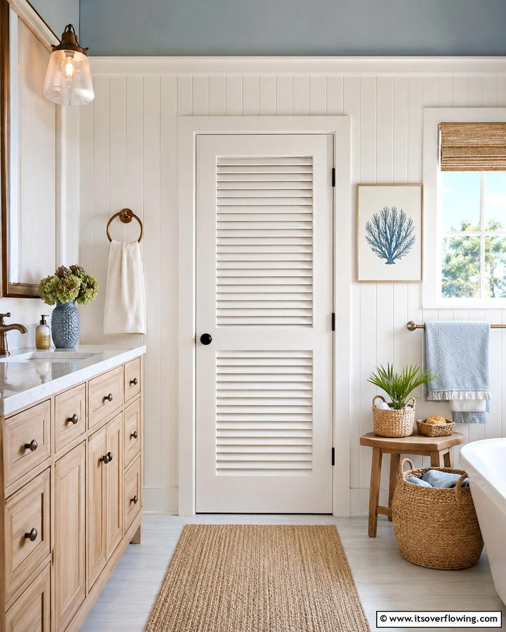 Louvered Door for Ventilation - 25 Bathroom Door Ideas to Enhance Your Space