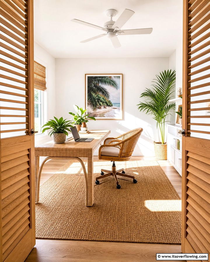 Louvered Doors for Ventilation - 20 Home Office Door Ideas for Stylish Workspaces