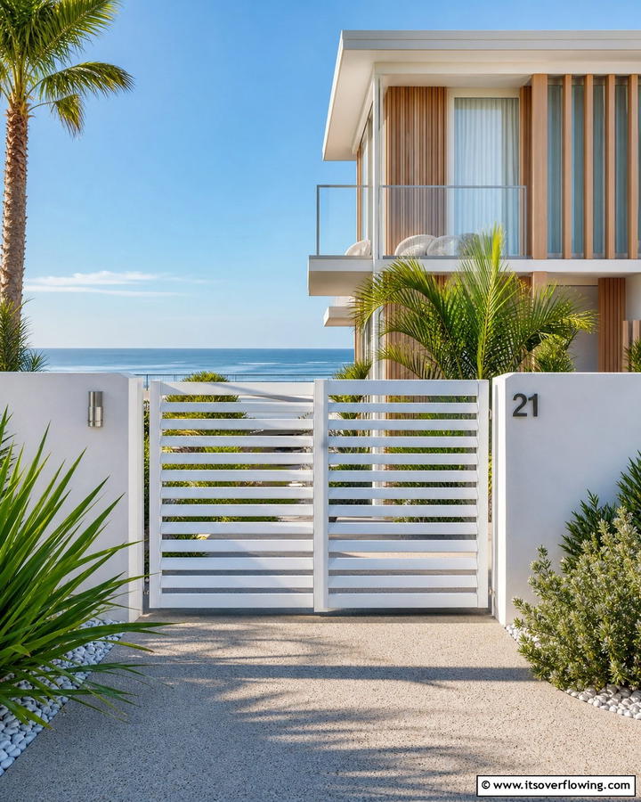 Louvered Gate - 20 Front Door Gate Ideas to Enhance Your Home’s Curb Appeal