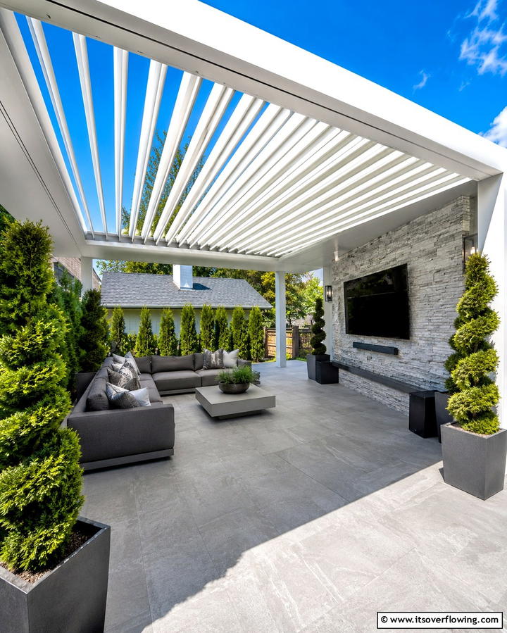 Louvered Roof for Adjustable Shade and Ventilation - 25 Pergola Roof Ideas to Enhance Your Outdoor Living Space