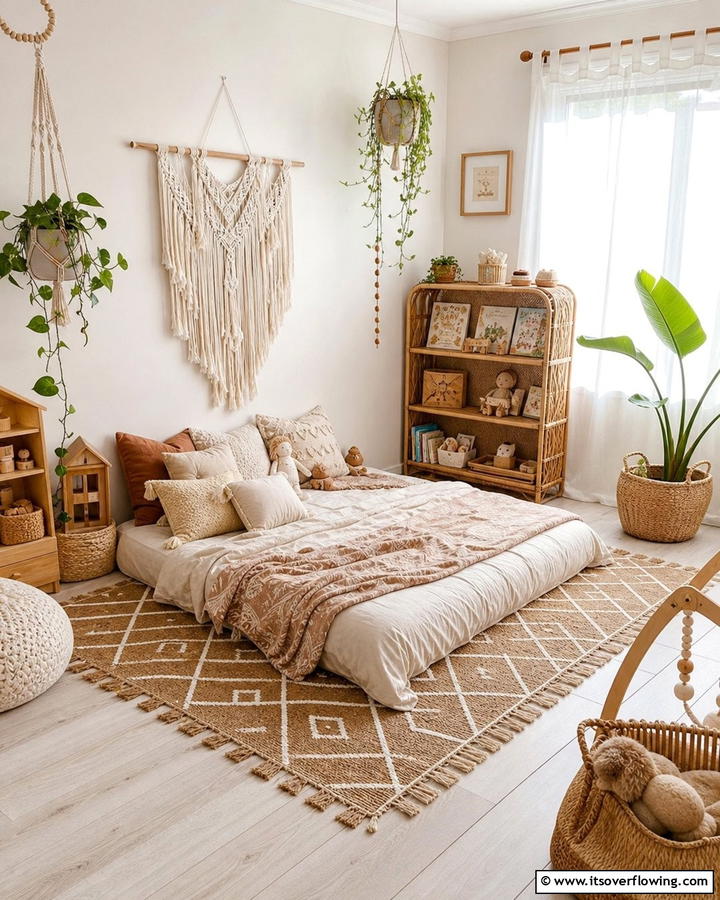 Low Floor Bedding - 25 Boho Nursery Ideas for a Cozy and Chic Space
