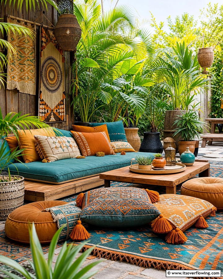 Low Level Seating Areas - 25 Enchanting Boho Garden Ideas for Outdoor Bliss